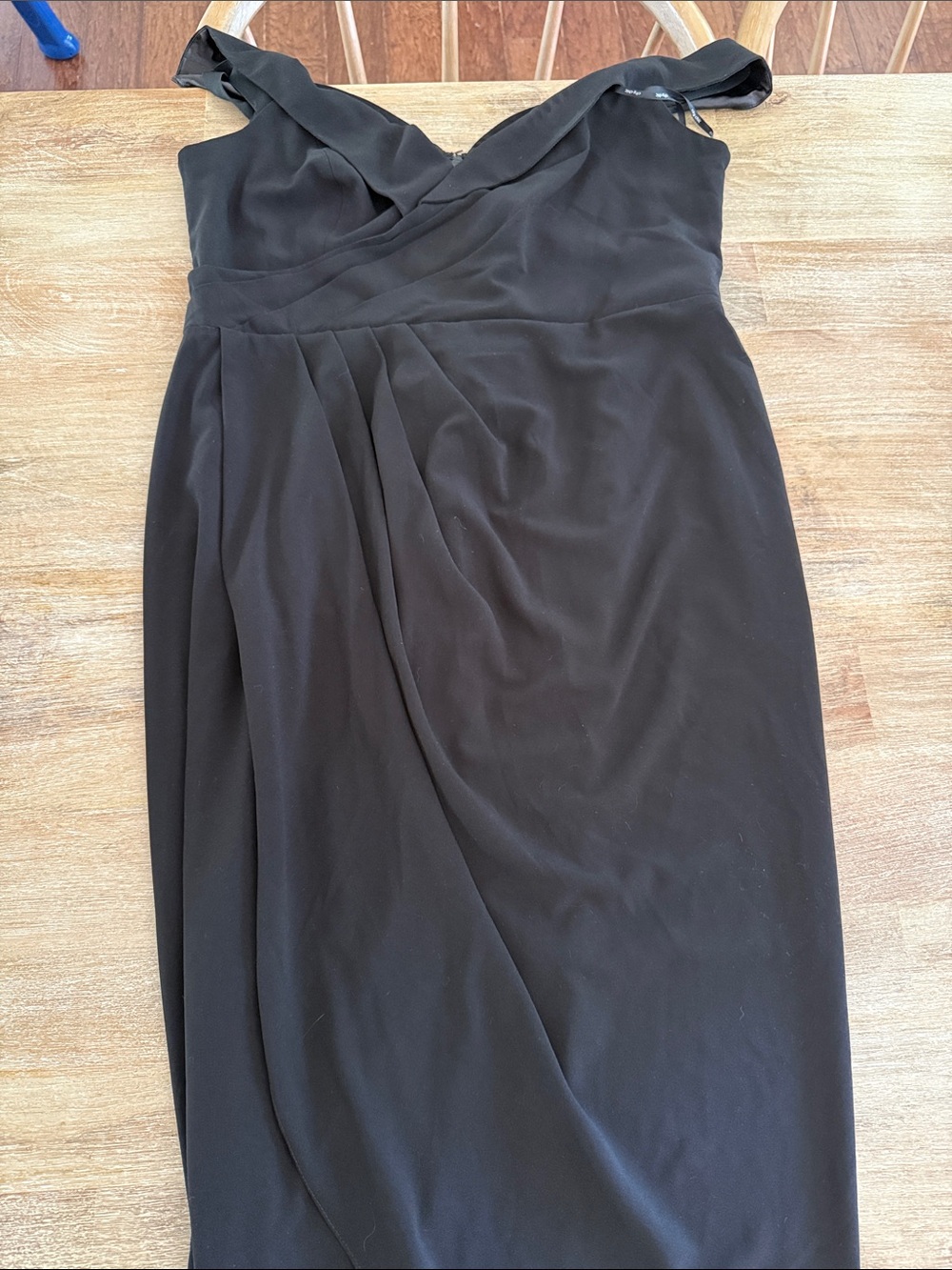 City Chic Black Off-Shoulder Draped Evening Dress